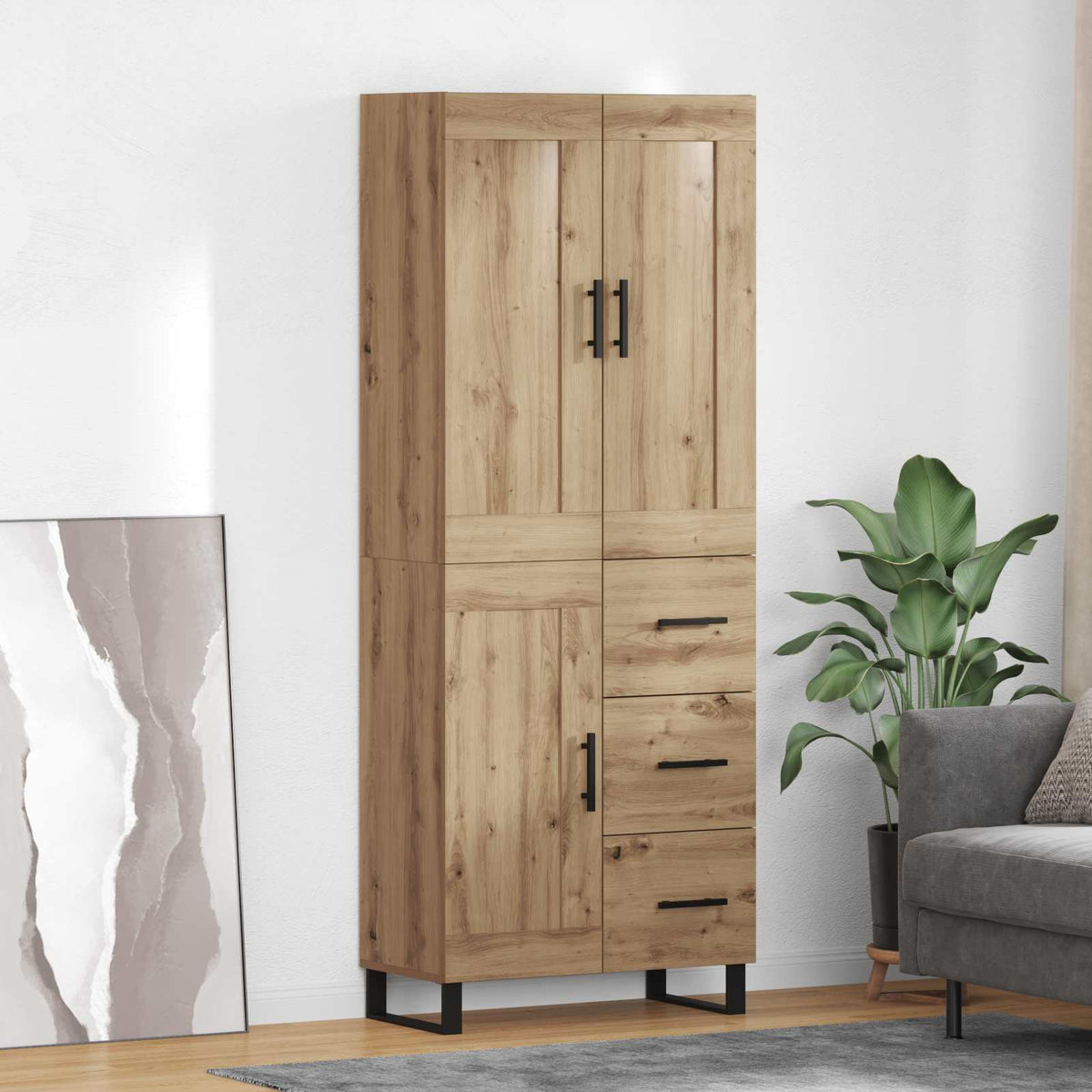 Hoge kast Artisan Eiken 69,5 x 34 x 180 cm Bewerkt hout is nu te koop bij PeponiXL, paradijselijk wonen!
