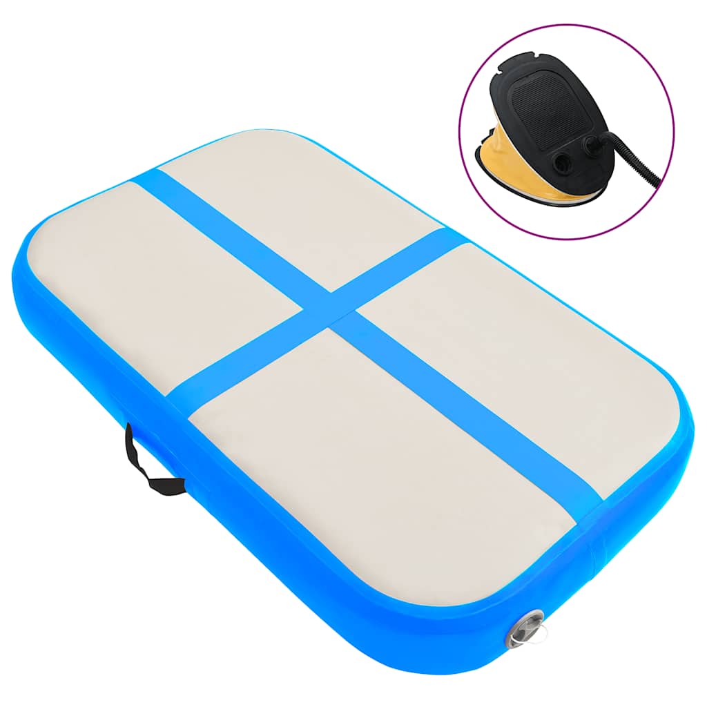 Gymnastiekmat met pomp opblaasbaar 60x100x10 cm PVC blauw is nu te koop bij PeponiXL, paradijselijk wonen!