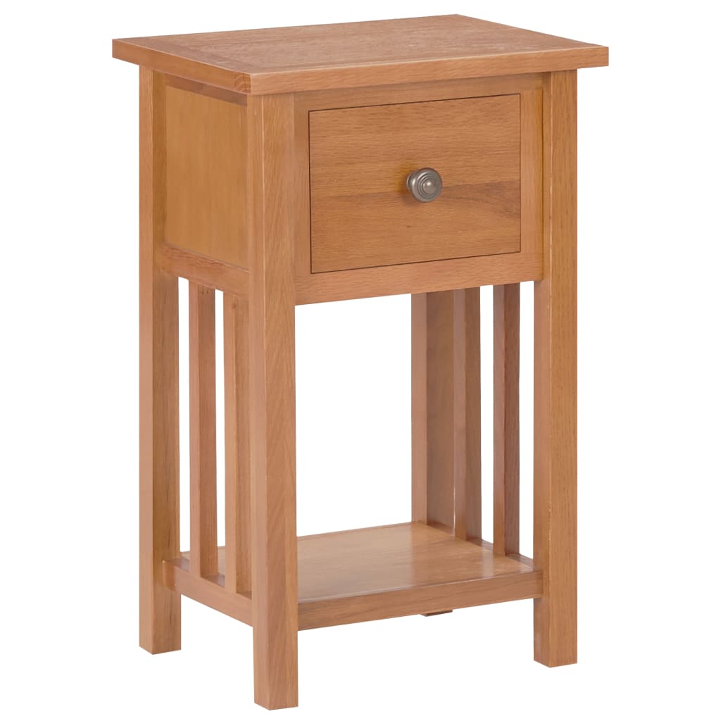 Bijzettafel met lade 35x27x55 cm massief eikenhout is nu te koop bij PeponiXL, paradijselijk wonen!
