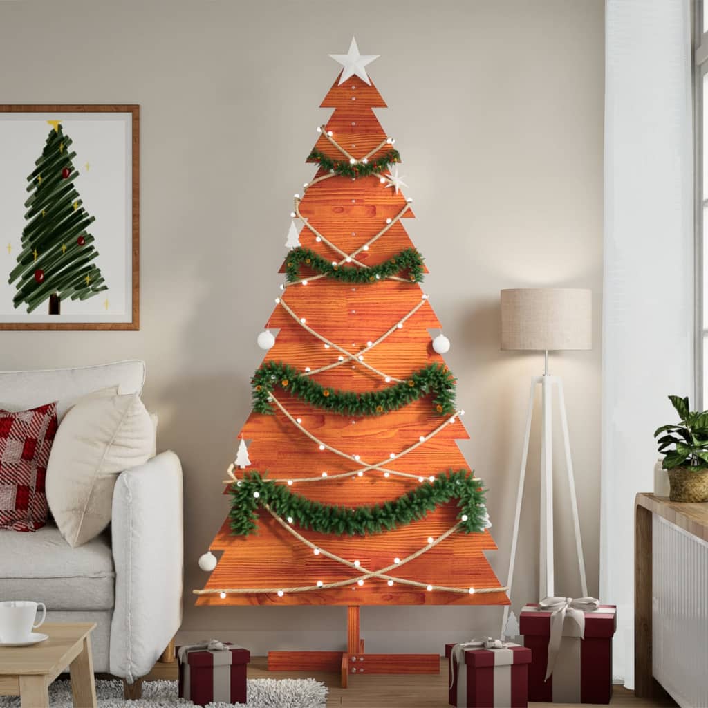 Kerstdecoratie kerstboom 180 cm massief grenenhout wasbruin is nu te koop bij PeponiXL, paradijselijk wonen!