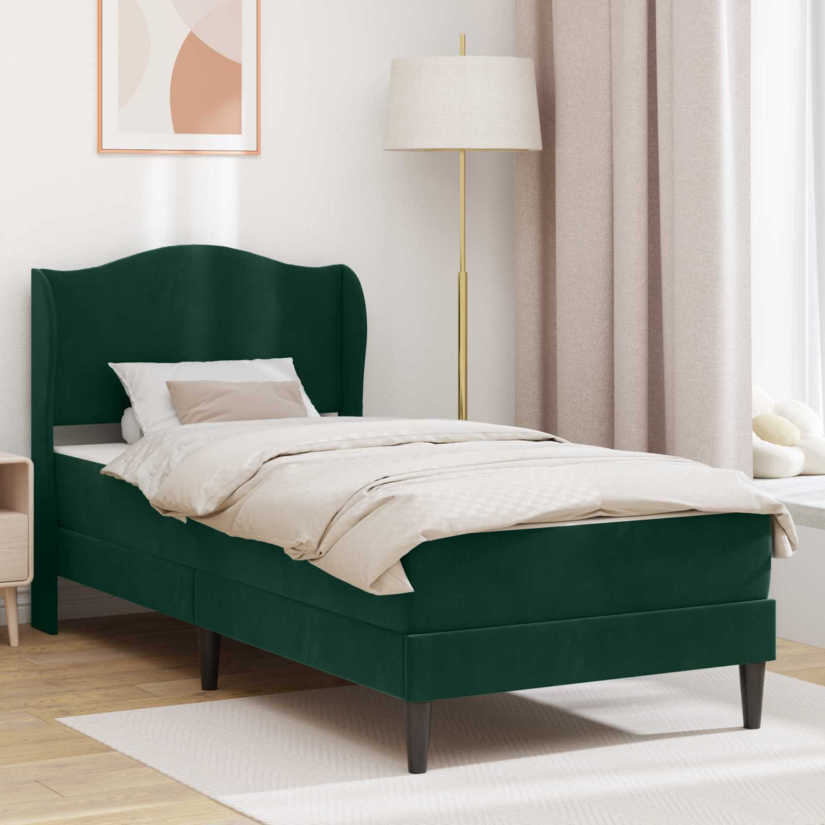 Bedframe met hoofdeinde 2 pcs Donkergroen 90 x 190 cm Fluweel is nu te koop bij PeponiXL, paradijselijk wonen!