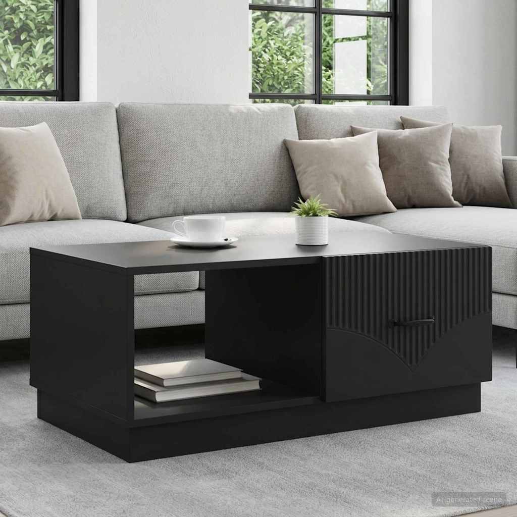 Salontafel Zwart 90 x 50 x 37 cm Bewerkt hout is nu te koop bij PeponiXL, paradijselijk wonen!