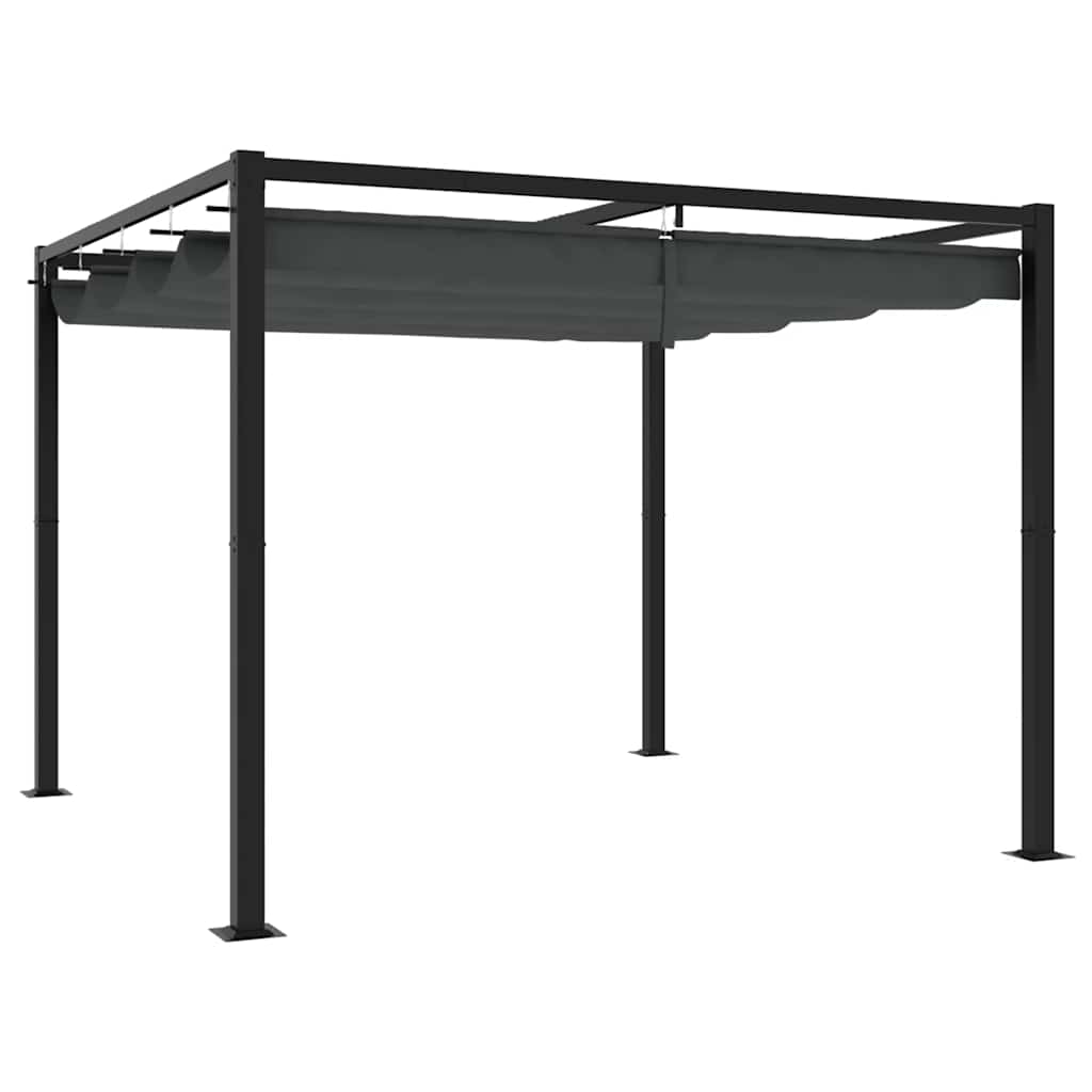 Prieel met uittrekbaar dak 3x3 m staal antracietkleurig is nu te koop bij PeponiXL, paradijselijk wonen!