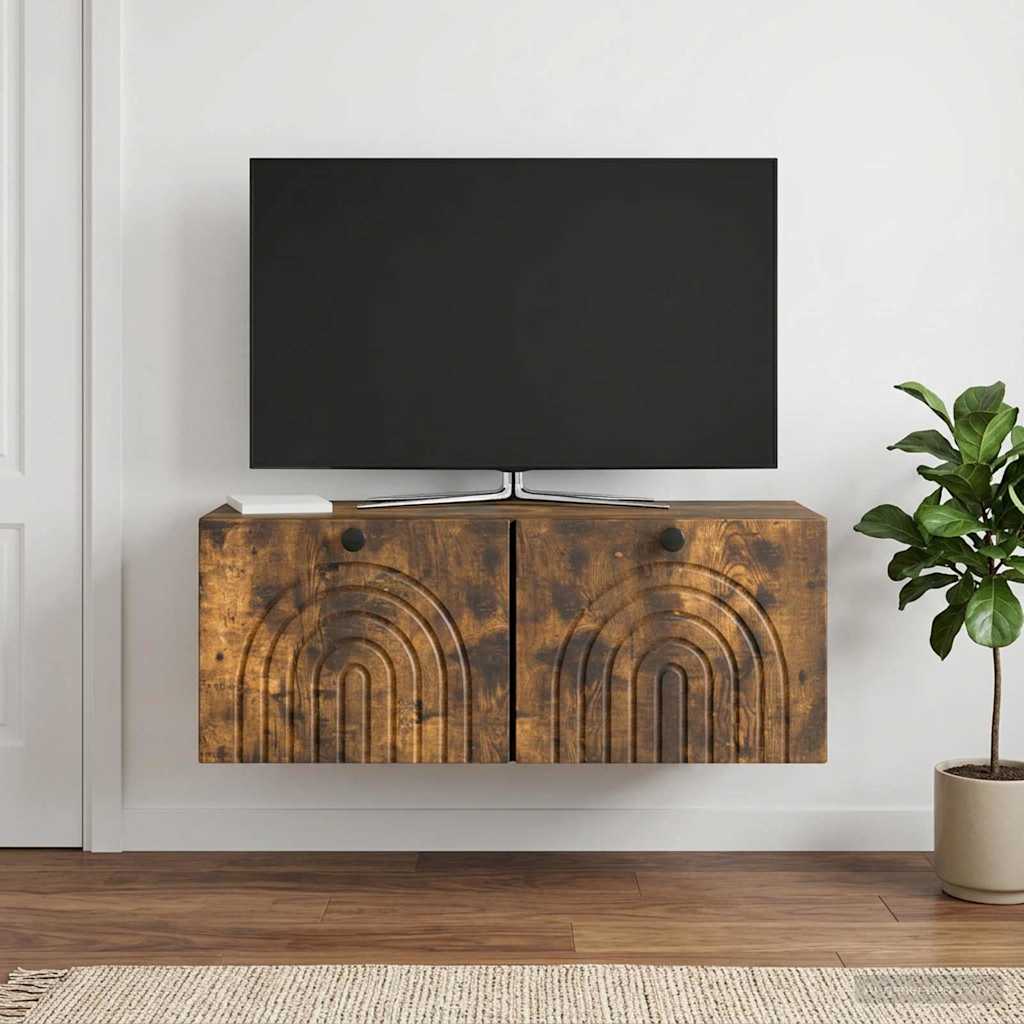 Wandbeugel TV-kast Gerookt eiken 78,5 x 31 x 30 cm Bewerkt hout is nu te koop bij PeponiXL, paradijselijk wonen!
