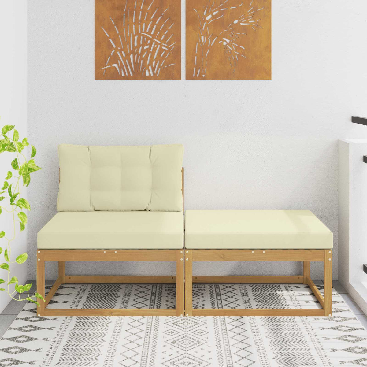 2 Stuk Buiten Voetenbank Polyester Wit is nu te koop bij PeponiXL, paradijselijk wonen!