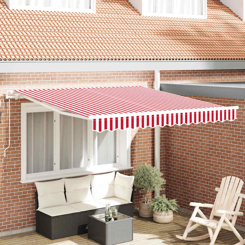 Elektrisch Uittrekbaar Zonnescherm Rood en Wit 350 x 250 cm is nu te koop bij PeponiXL, paradijselijk wonen!
