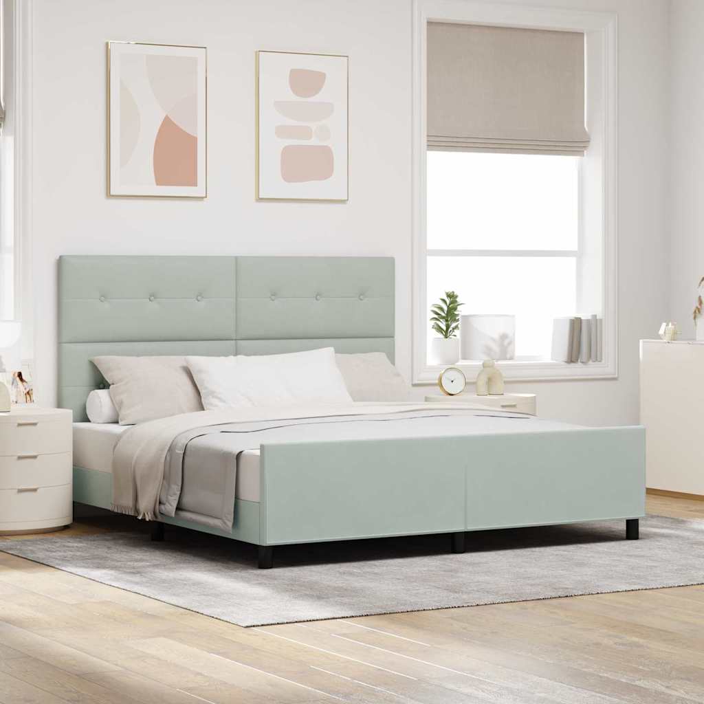 Boxspringbed met hoofdeinde Lichtgrijs 180 x 200 cm Fluweel is nu te koop bij PeponiXL, paradijselijk wonen!