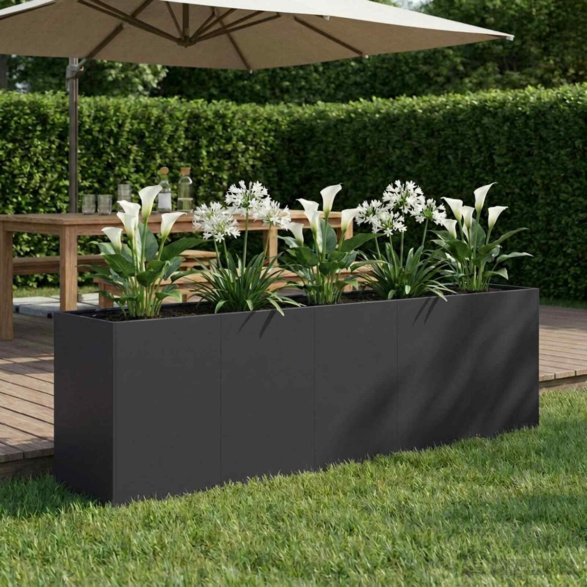 Plantenbak Zwart 200 x 40 x 60 cm Koudgewalst staal is nu te koop bij PeponiXL, paradijselijk wonen!