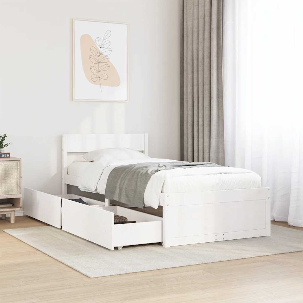 Bedframe zonder matras massief grenenhout wit 75x190 cm is nu te koop bij PeponiXL, paradijselijk wonen!