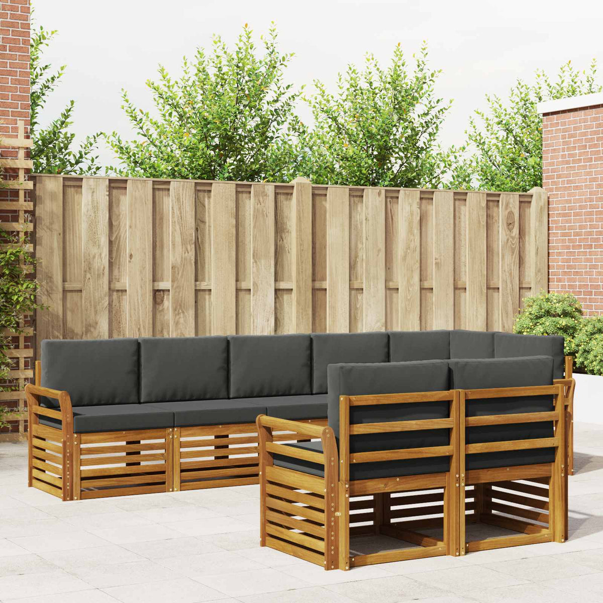 Sofa-Sets 8 pcs Natuurlijk en Antraciet Massief Acaciahout is nu te koop bij PeponiXL, paradijselijk wonen!