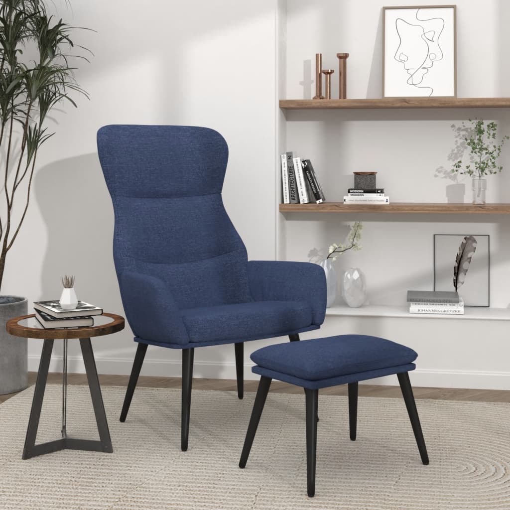 Relaxstoel met voetenbank stof blauw is nu te koop bij PeponiXL, paradijselijk wonen!