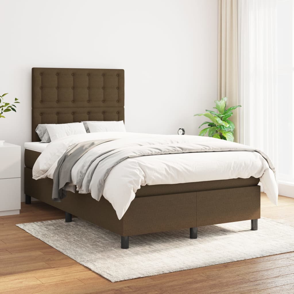 Boxspring met matras stof donkerbruin 120x200 cm is nu te koop bij PeponiXL, paradijselijk wonen!