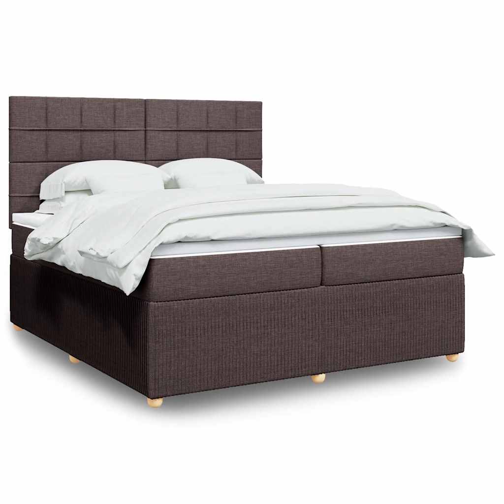 Boxspring met matras stof donkerbruin 200x200 cm is nu te koop bij PeponiXL, paradijselijk wonen!