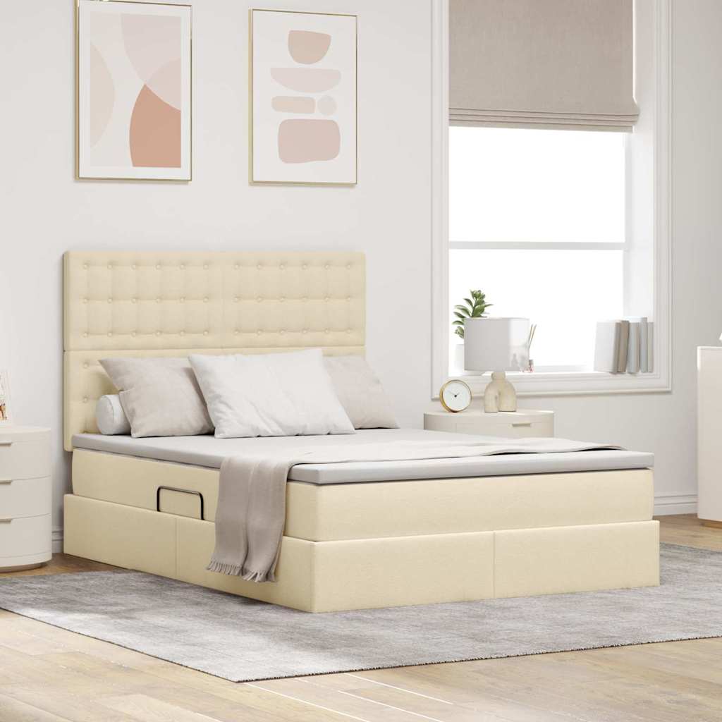 Opbergbed met LED met matras Crème 140 x 200 cm Polyester is nu te koop bij PeponiXL, paradijselijk wonen!