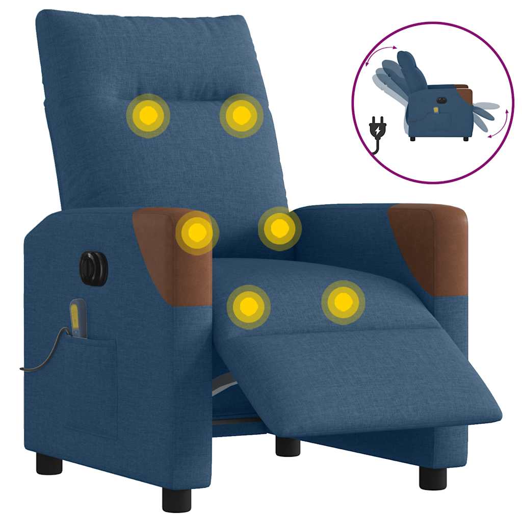 Massagestoel elektrisch verstelbaar stof blauw is nu te koop bij PeponiXL, paradijselijk wonen!