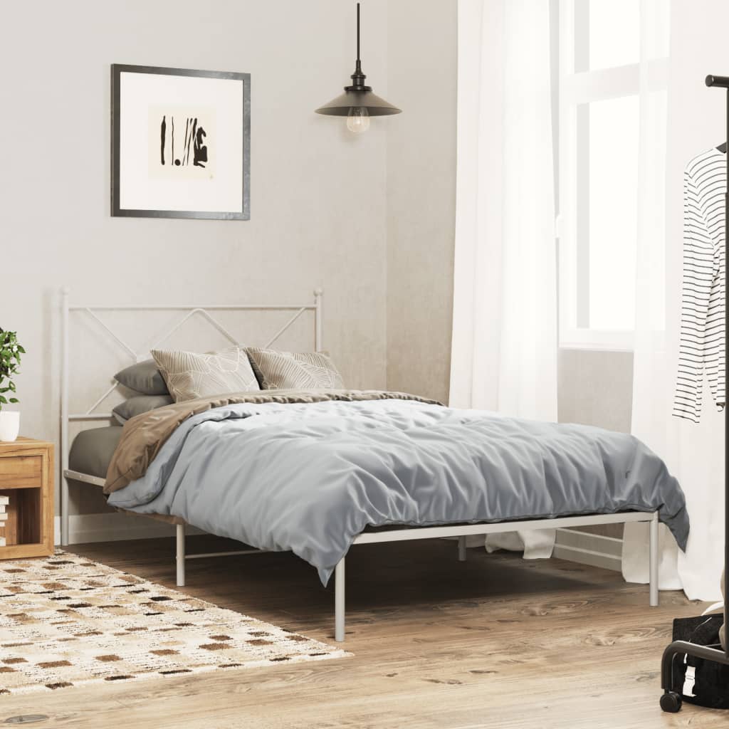 Bedframe met hoofdbord metaal wit 100x200 cm is nu te koop bij PeponiXL, paradijselijk wonen!