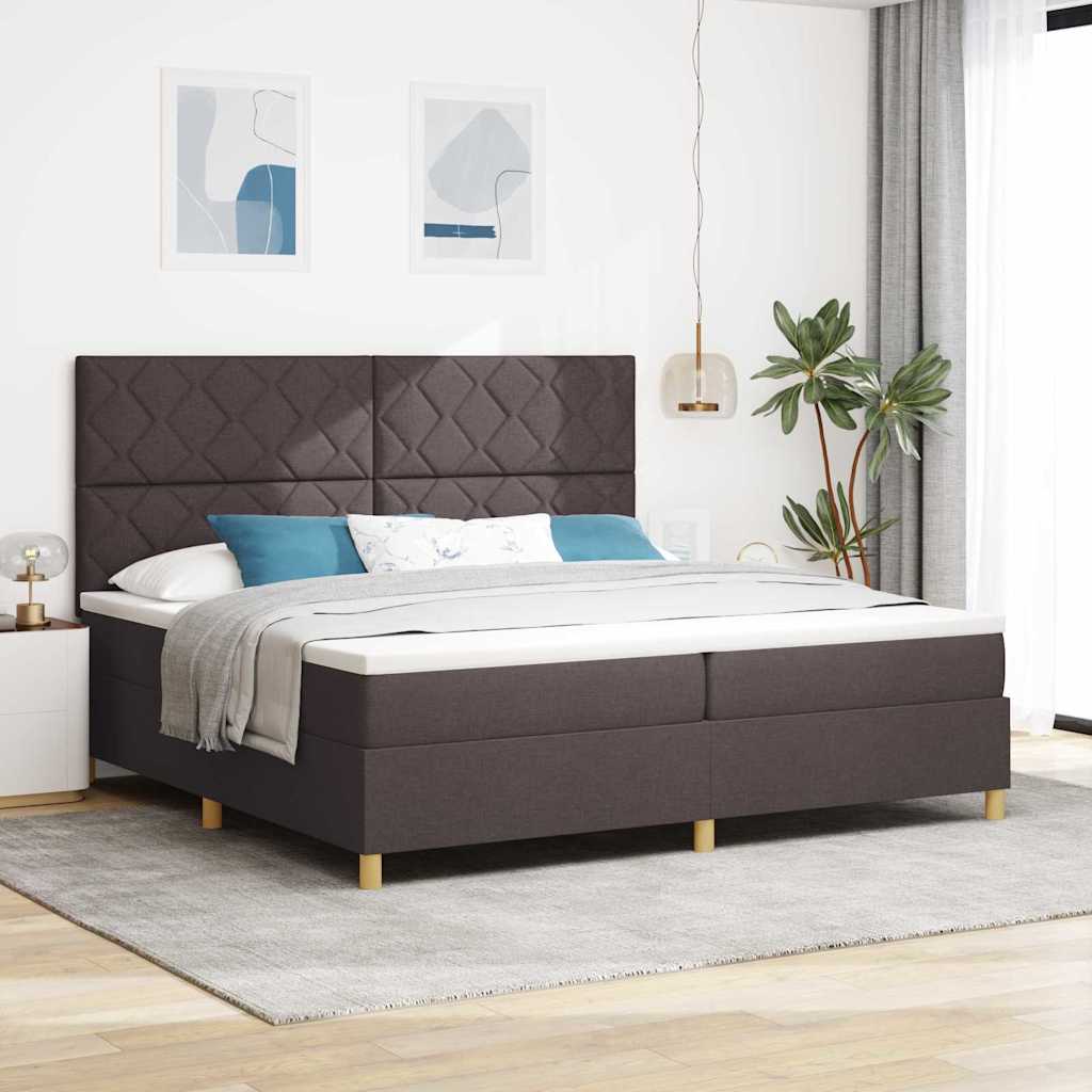 Boxspringbed met matras Donkerbruin 200 x 200 cm Stof is nu te koop bij PeponiXL, paradijselijk wonen!