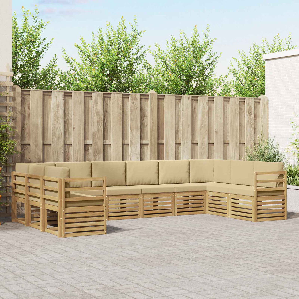 Hoekbank Set 10 pcs Wit en Beige 363 x 185,5 x 73 cm Polyester is nu te koop bij PeponiXL, paradijselijk wonen!