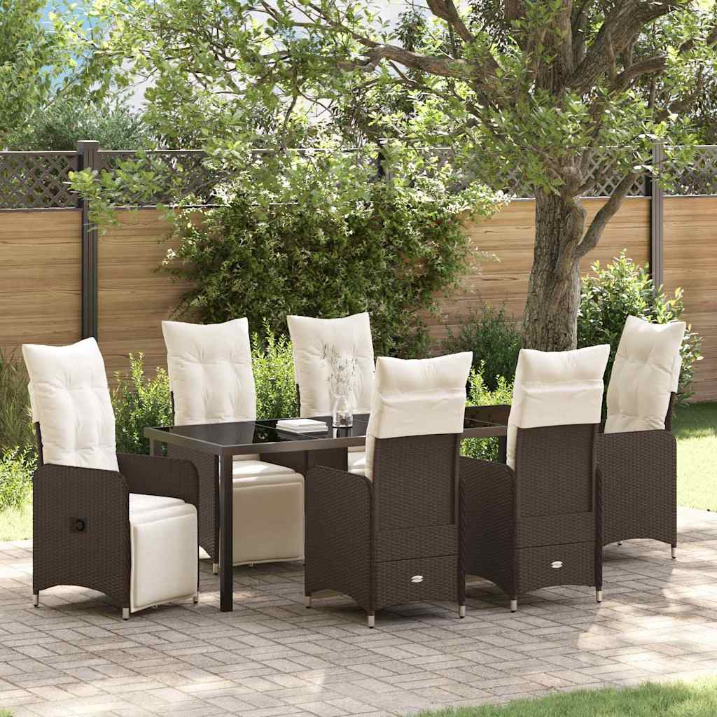 Tuin eettafelset 7 pcs Bruin poly rattan is nu te koop bij PeponiXL, paradijselijk wonen!
