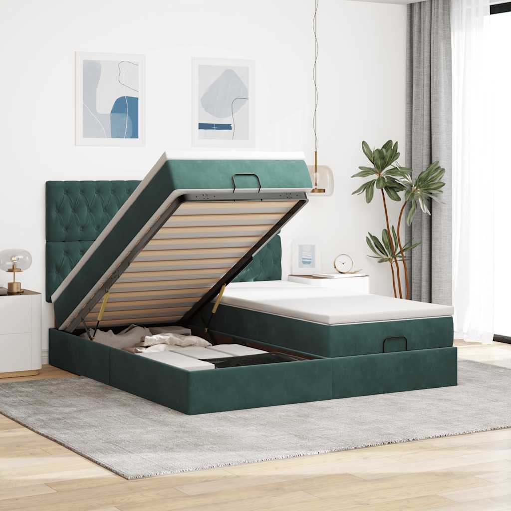 Ottoman bed met matrassen en LED's 200x200cm fluweel is nu te koop bij PeponiXL, paradijselijk wonen!