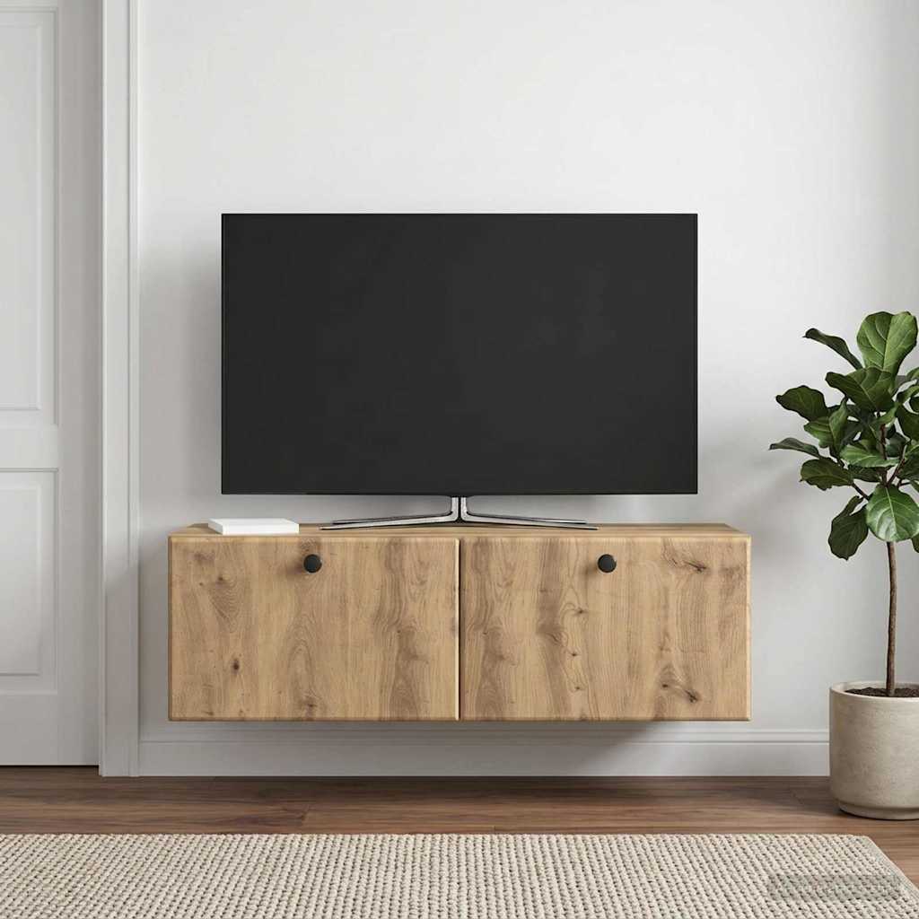 Wandbeugel TV-kast Artisanaal eiken 98 x 31 x 30 cm is nu te koop bij PeponiXL, paradijselijk wonen!
