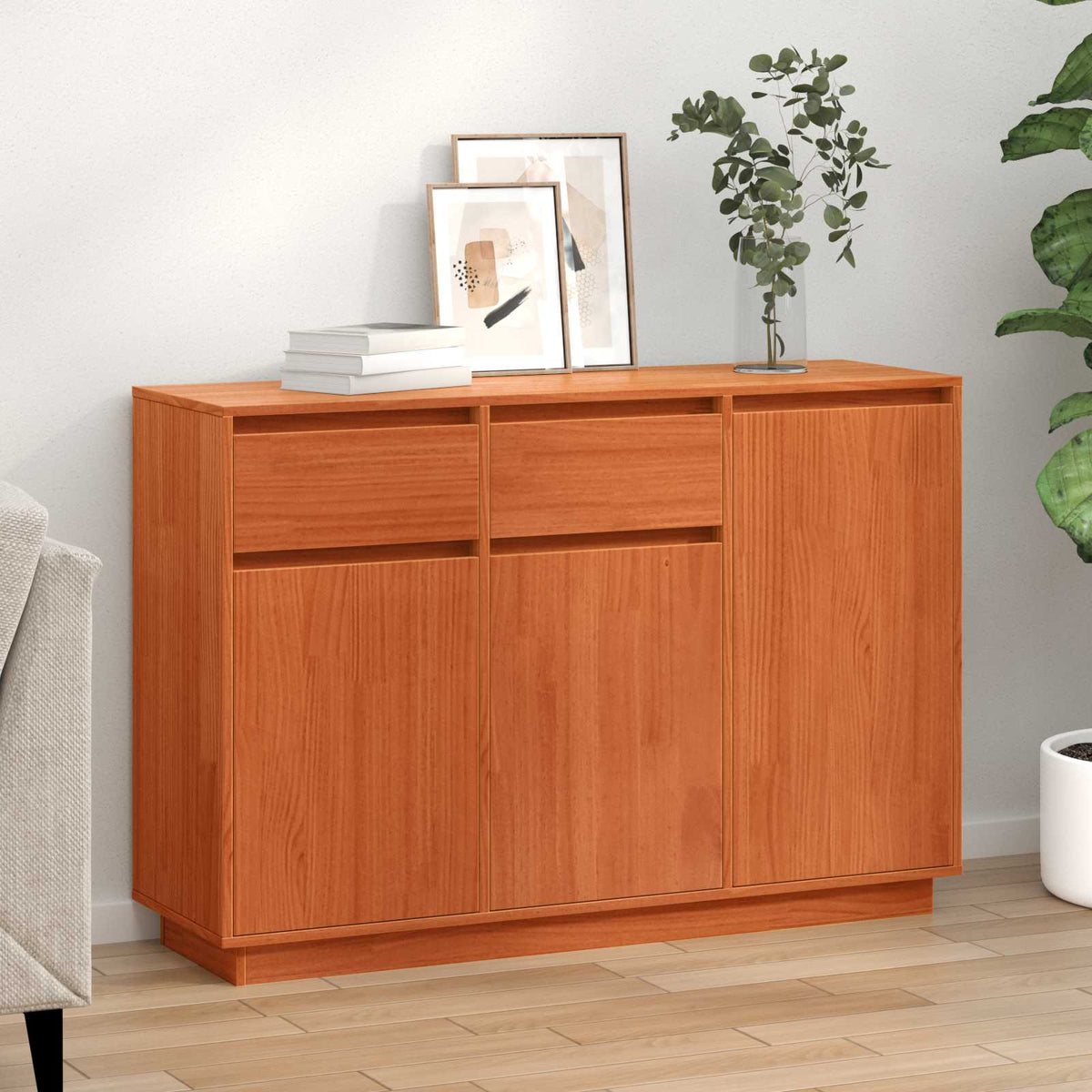 Dressoir met lade Wasbruin 110 x 34 x 75 cm Massief grenenhout is nu te koop bij PeponiXL, paradijselijk wonen!