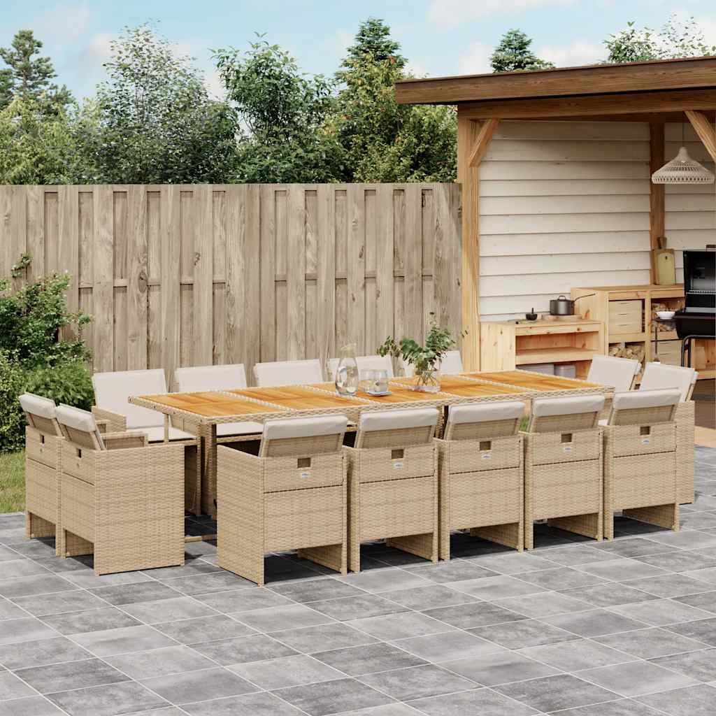 15-delige Tuinset met kussens poly rattan beige is nu te koop bij PeponiXL, paradijselijk wonen!