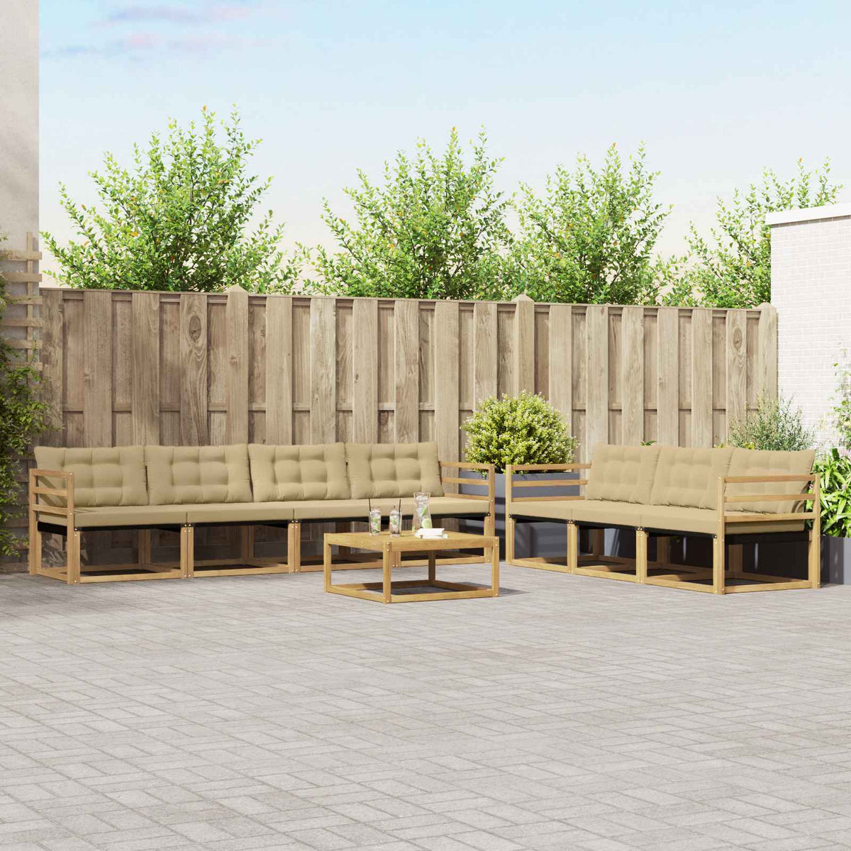 Buiten bankenset 8 pcs Wit en Beige is nu te koop bij PeponiXL, paradijselijk wonen!