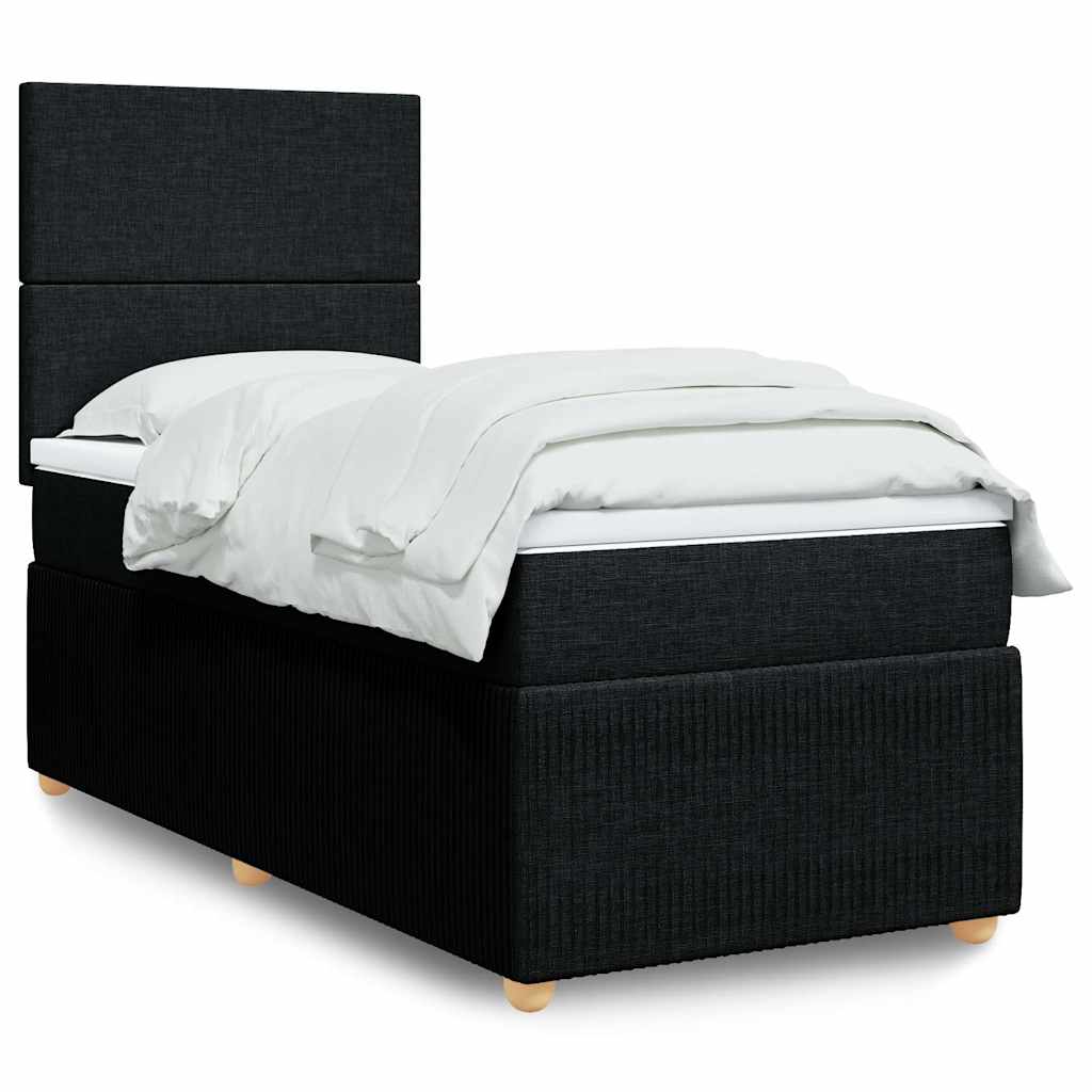 Boxspring met matras stof zwart 80x200 cm is nu te koop bij PeponiXL, paradijselijk wonen!