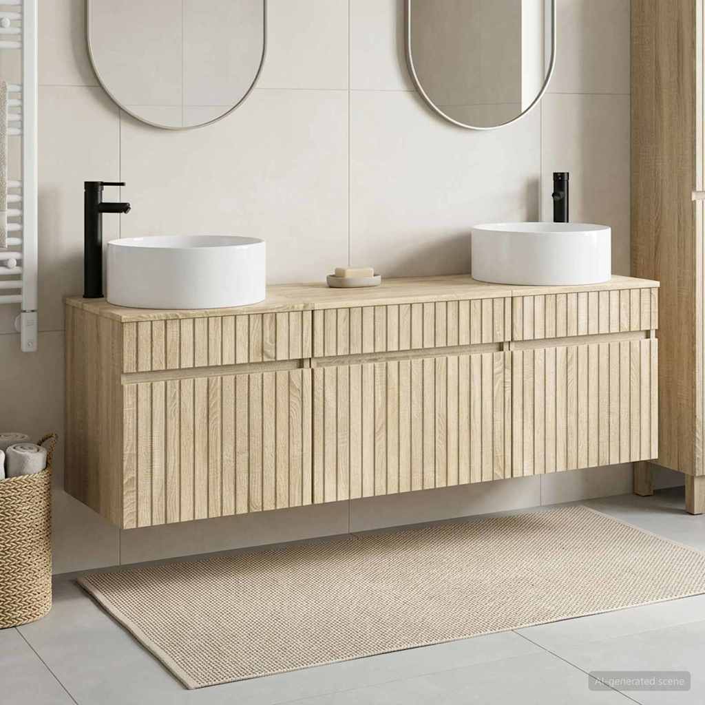 Badkamerkastenset 3 st Sonoma Eiken 49 x 44,5 x 65,5 cm is nu te koop bij PeponiXL, paradijselijk wonen!
