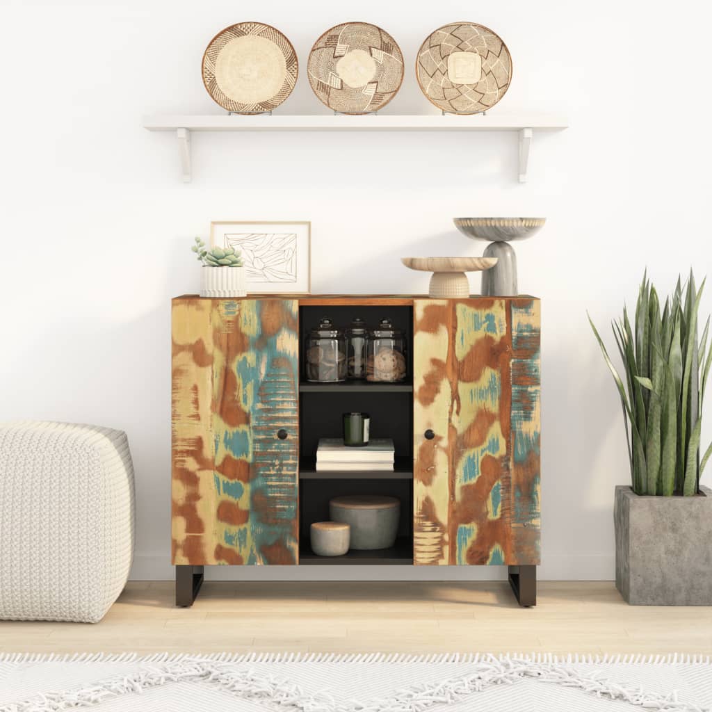 Dressoir met 2 deuren 90x33x75 cm massief gerecycled hout is nu te koop bij PeponiXL, paradijselijk wonen!