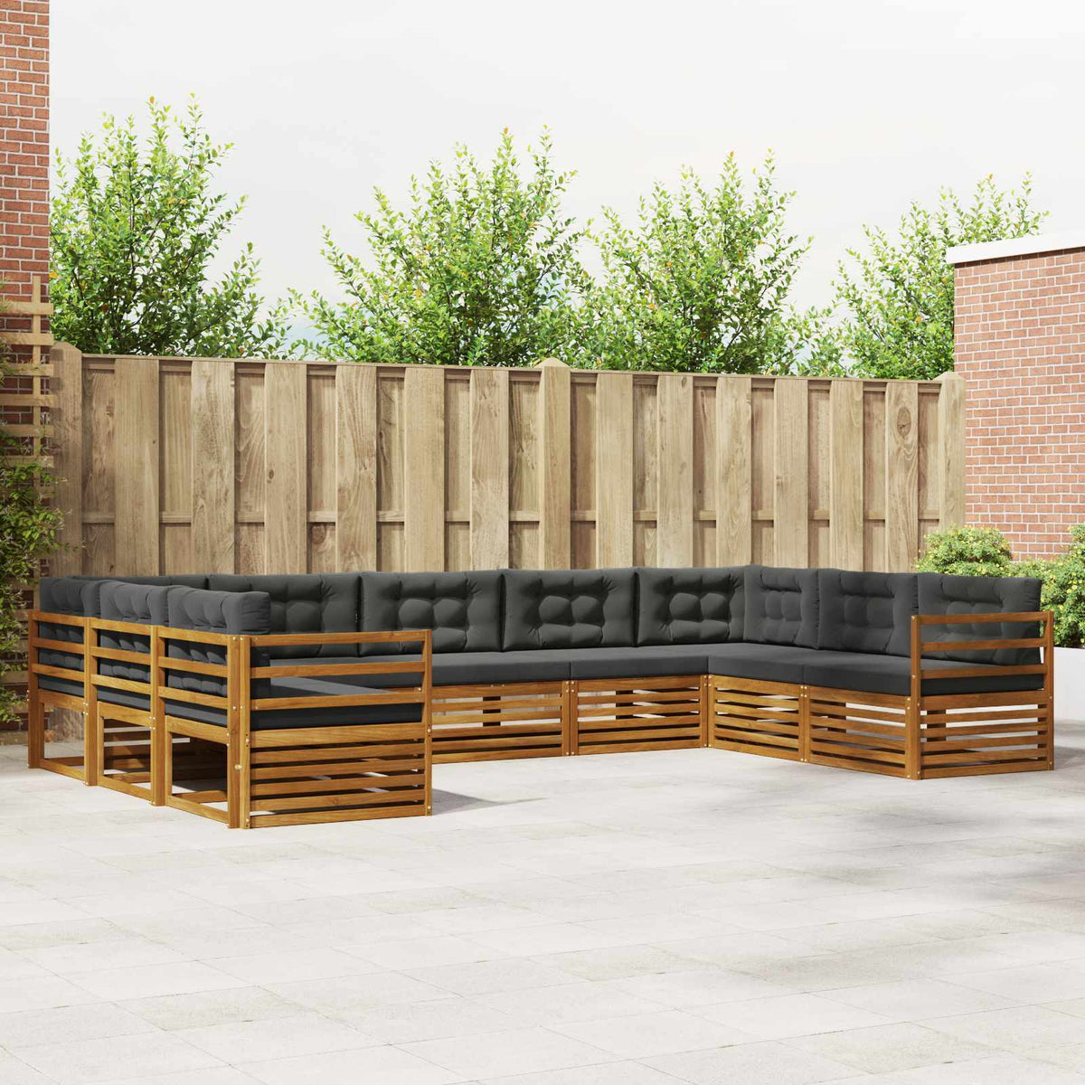 Buiten bankenset met kussen 9 pcs Natuurlijk en Antraciet is nu te koop bij PeponiXL, paradijselijk wonen!
