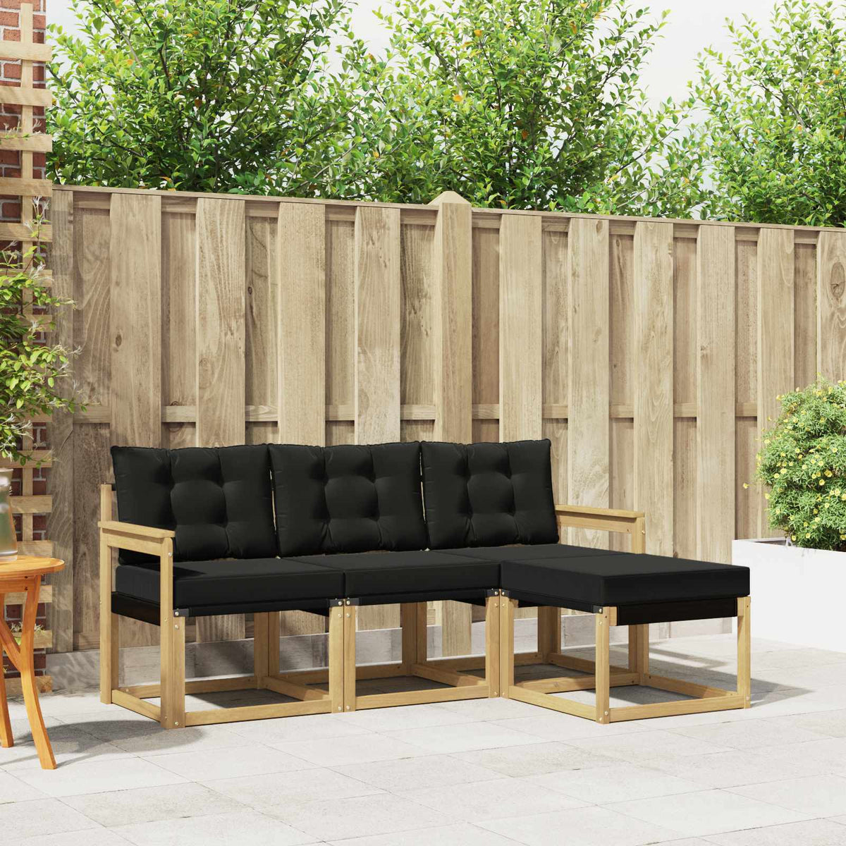 Buiten bankenset met kussen 4 pcs Wit en zwart is nu te koop bij PeponiXL, paradijselijk wonen!