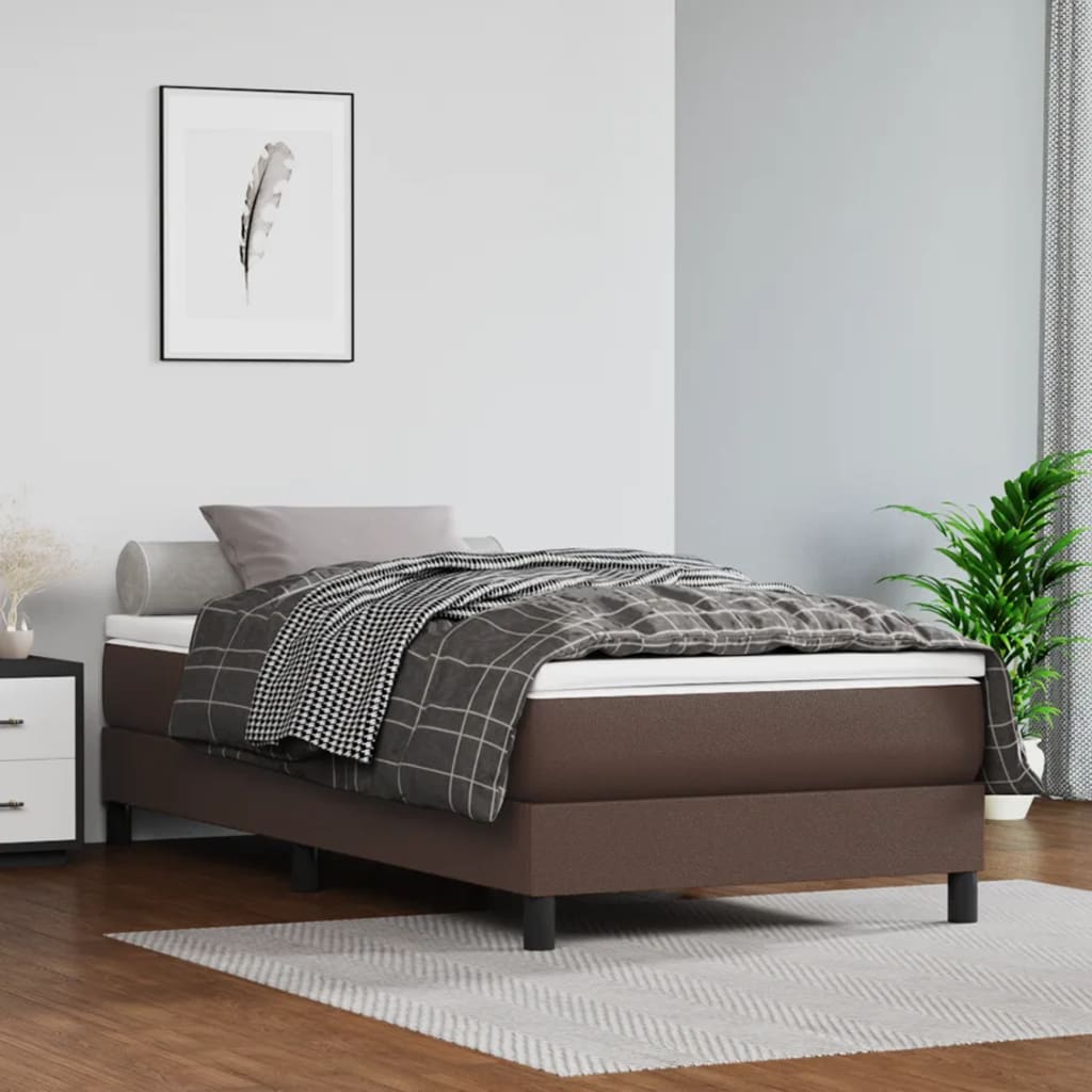 Pocketveringmatras medium 90x200x20 cm kunstleer bruin is nu te koop bij PeponiXL, paradijselijk wonen!