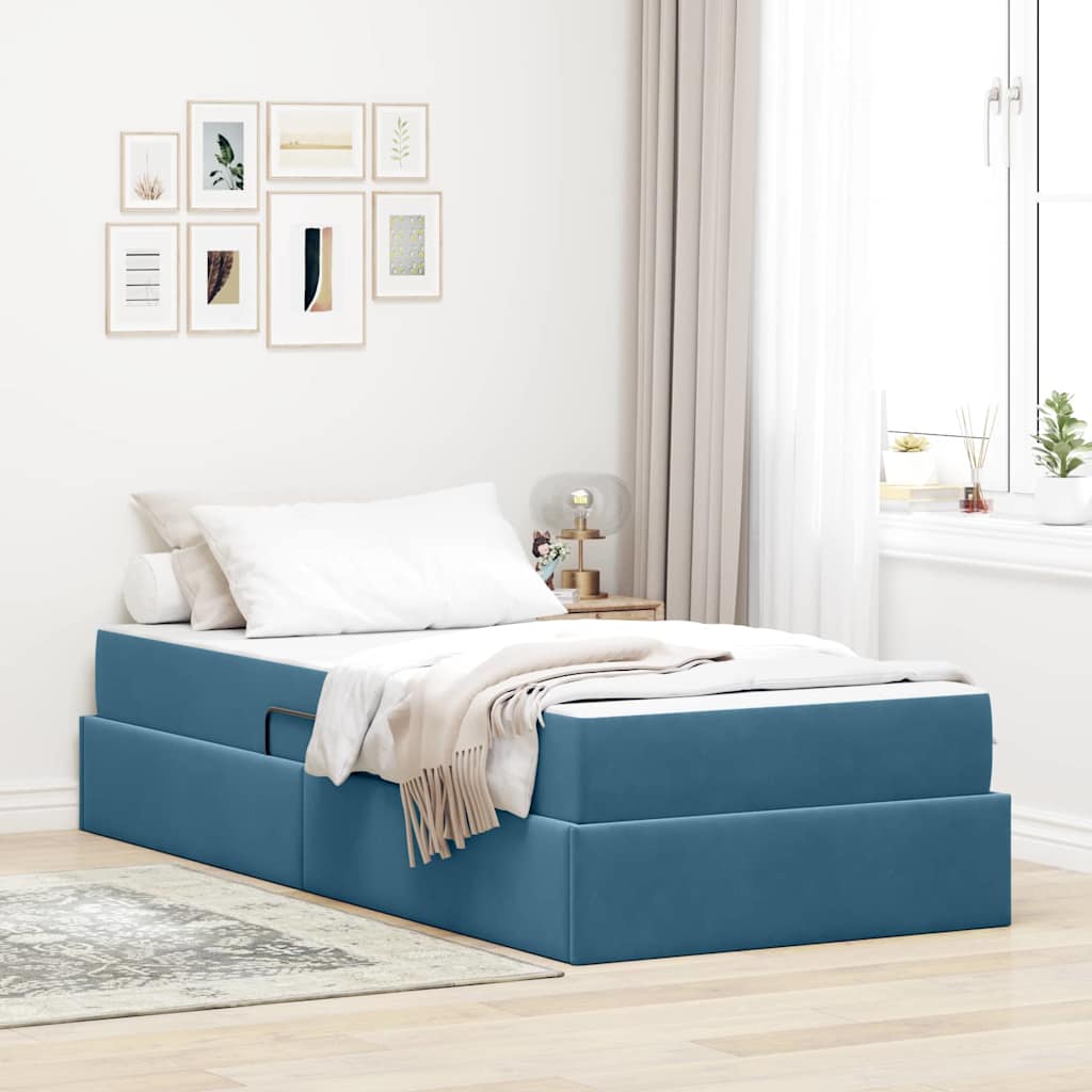 Opbergbed met matras met matras Donkerblauw 90 x 190 cm Fluweel is nu te koop bij PeponiXL, paradijselijk wonen!