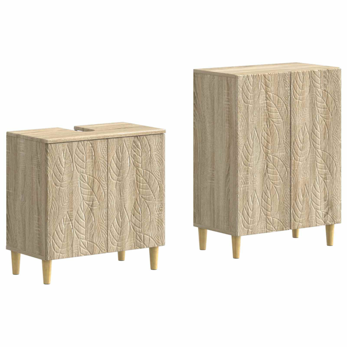 2-delige Badkamerkast Set DELFT Sonoma Eiken Bewerkt hout is nu te koop bij PeponiXL, paradijselijk wonen!