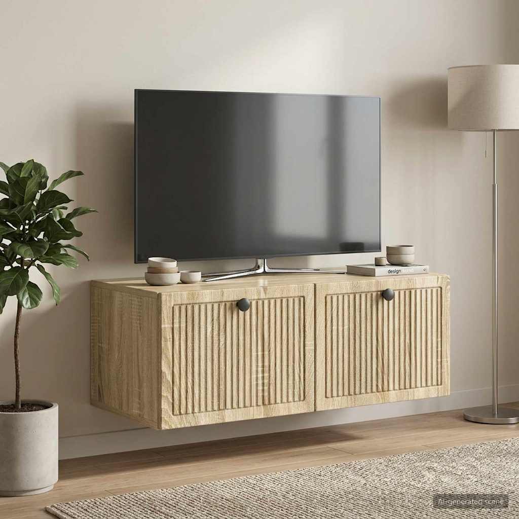 Wandbeugel TV-kast Sonoma Eiken 78,5 x 41 x 30 cm Bewerkt hout is nu te koop bij PeponiXL, paradijselijk wonen!