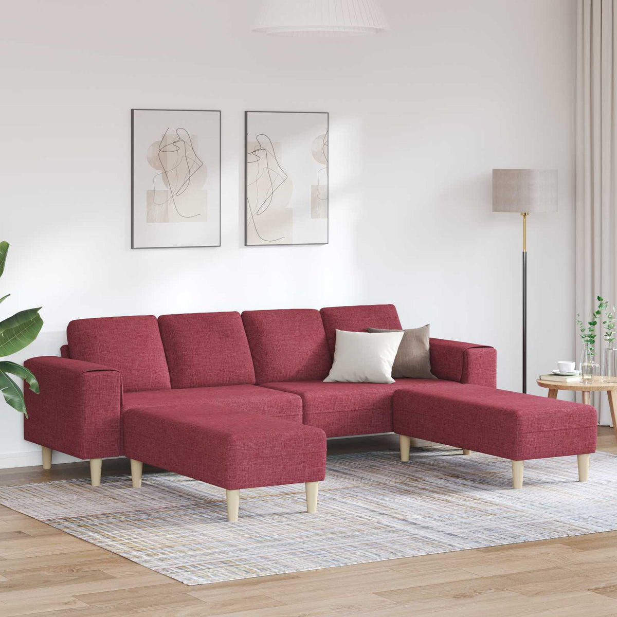 Woonkamer Bank 3 pcs Wijnrood 250 x 188 x 76 cm Polyester is nu te koop bij PeponiXL, paradijselijk wonen!