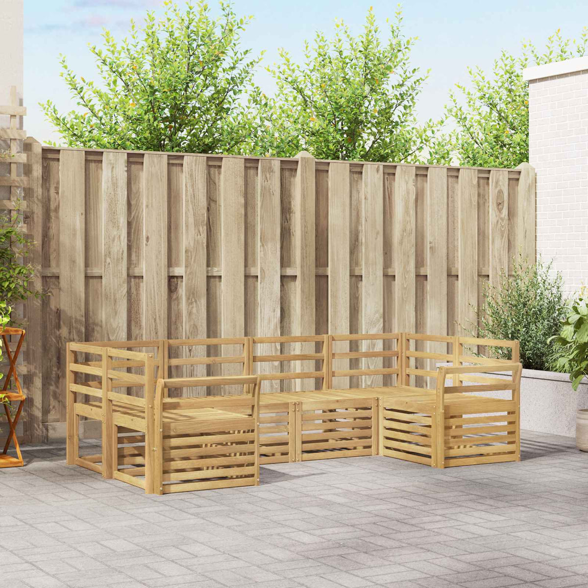 Buiten bankenset 6 pcs Wit 245 x 130,5 x 73 cm is nu te koop bij PeponiXL, paradijselijk wonen!