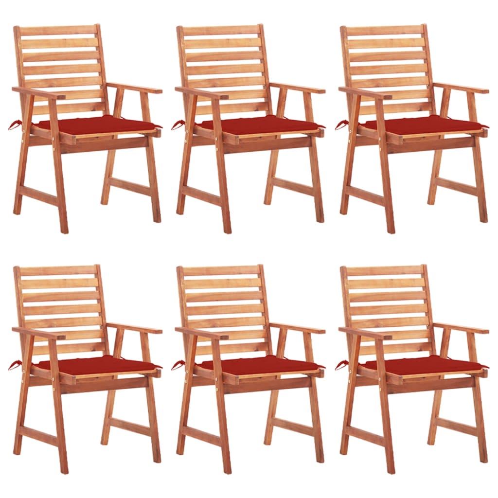 Tuinstoelen 6 st met kussens massief acaciahout is nu te koop bij PeponiXL, paradijselijk wonen!