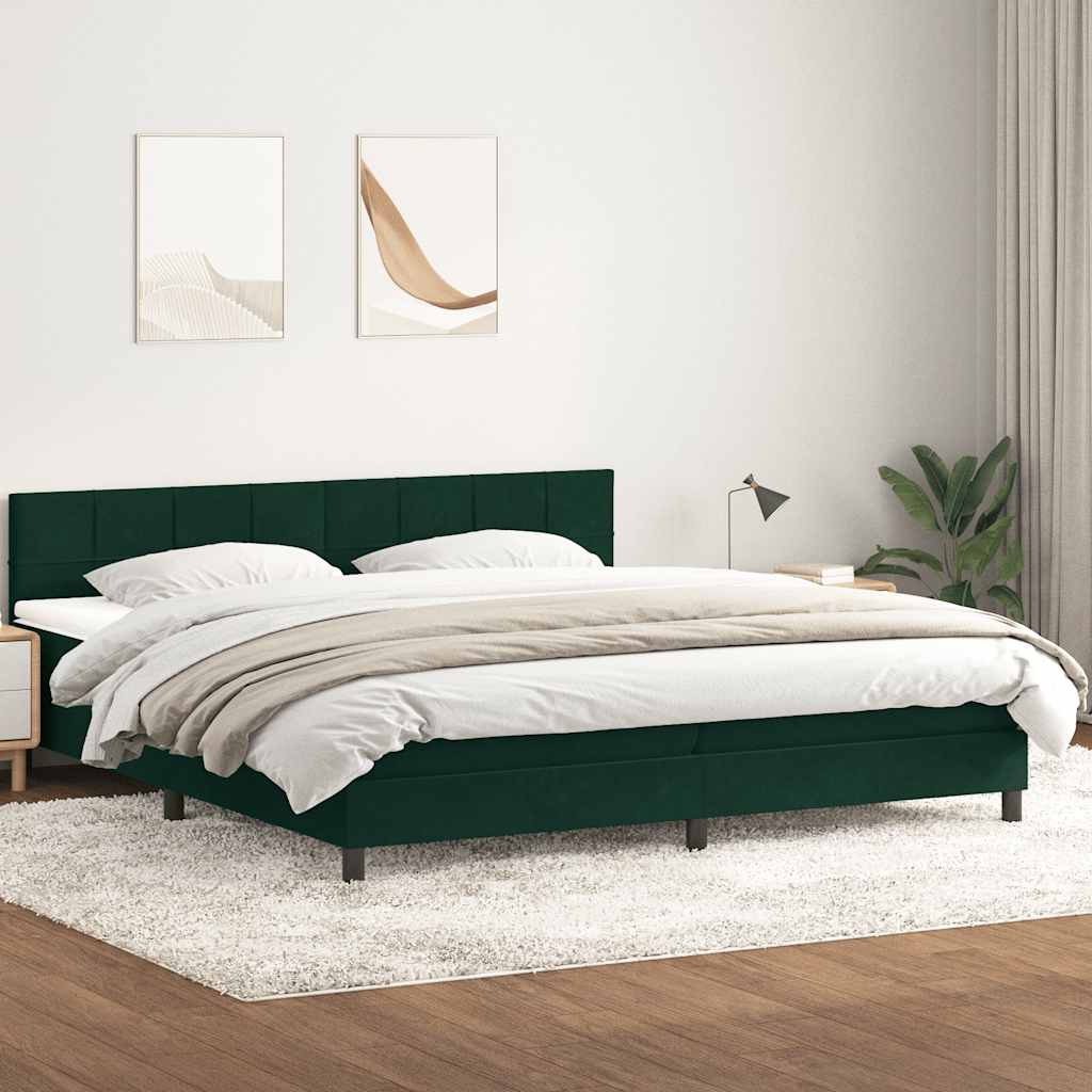 Boxspring met matras fluweel donkergroen 180x220 cm is nu te koop bij PeponiXL, paradijselijk wonen!