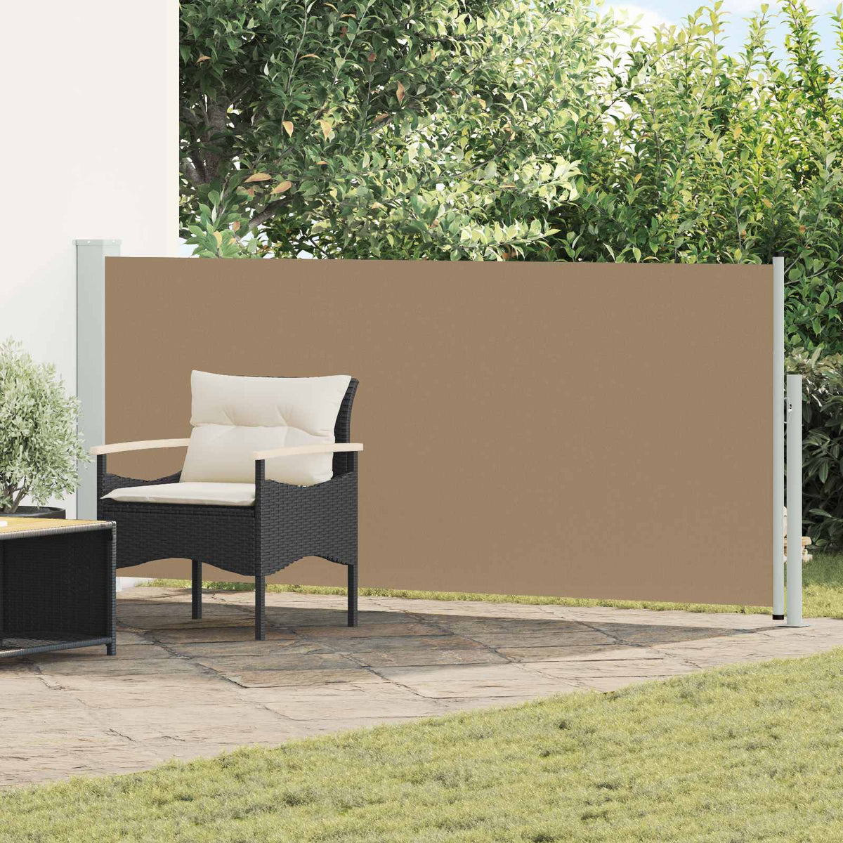 Uittrekbaar Zijscherm Taupe 300 x 120 cm Polyester is nu te koop bij PeponiXL, paradijselijk wonen!