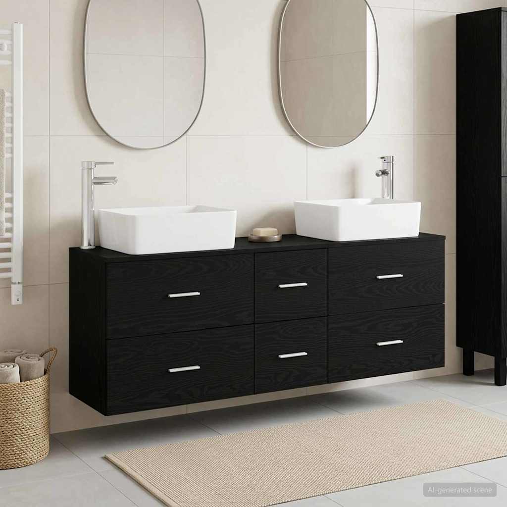 Badkamerkastenset 3 st Zwart 53 x 34,5 x 63 cm Bewerkt hout is nu te koop bij PeponiXL, paradijselijk wonen!