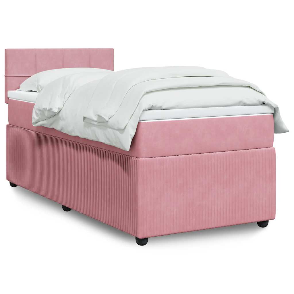 Boxspring met matras fluweel roze 80x200 cm is nu te koop bij PeponiXL, paradijselijk wonen!