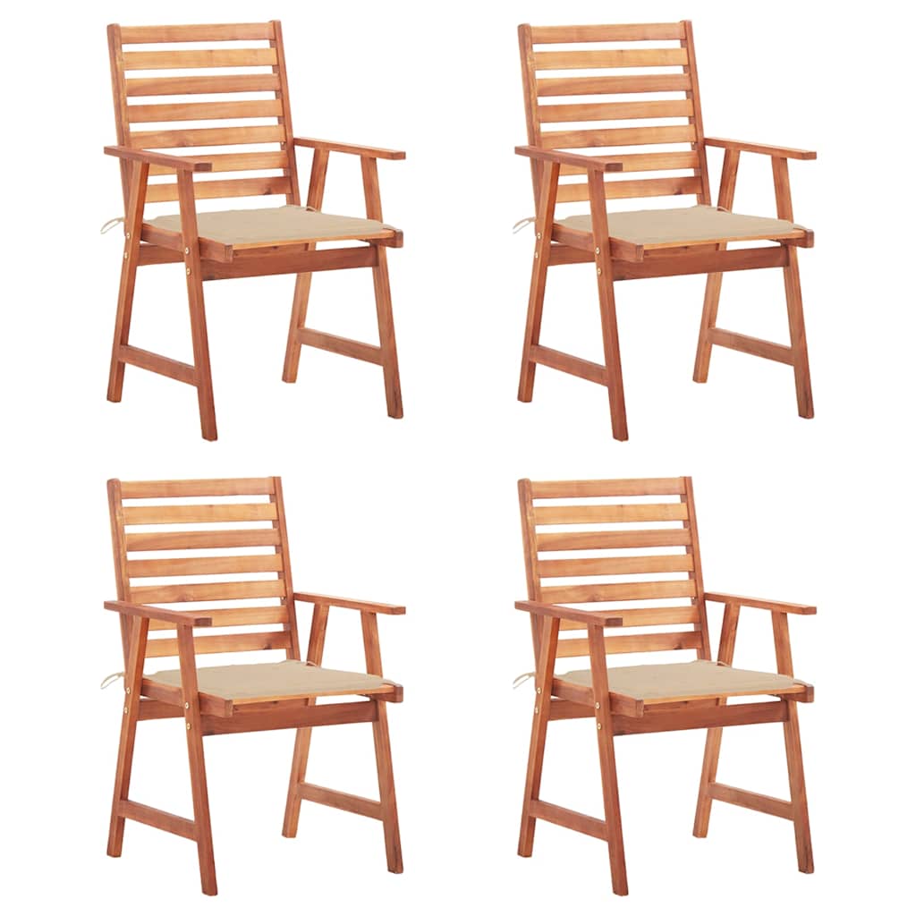 Tuinstoelen 4 st met kussens massief acaciahout is nu te koop bij PeponiXL, paradijselijk wonen!