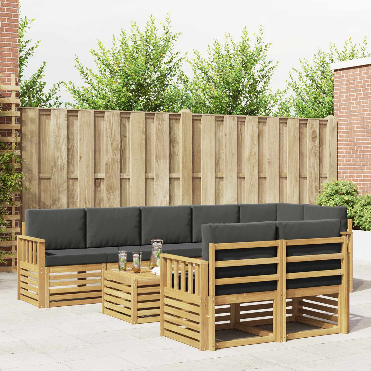 Buiten bankenset 8 pcs Wit en antracietkleurig 59 x 59 x 37 cm is nu te koop bij PeponiXL, paradijselijk wonen!