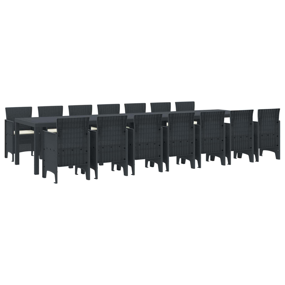 Tuin Eettafelset met kussens met kussen 15 pcs Antraciet PP is nu te koop bij PeponiXL, paradijselijk wonen!