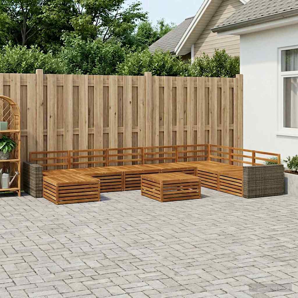 Buiten bankenset 9 pcs Naturel Massief Acaciahout is nu te koop bij PeponiXL, paradijselijk wonen!