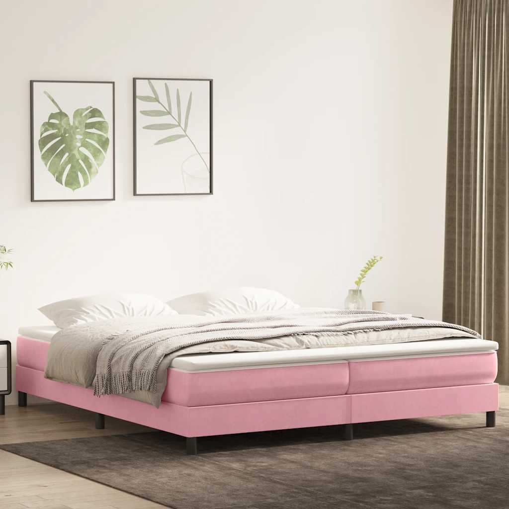 Boxspring zonder matras fluweel roze 200x220 cm is nu te koop bij PeponiXL, paradijselijk wonen!
