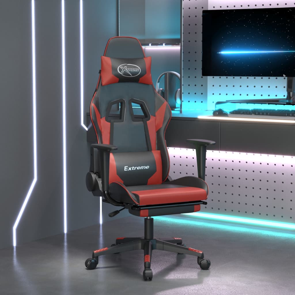 Gamestoel met voetensteun kunstleer wit en wijnrood is nu te koop bij PeponiXL, paradijselijk wonen!